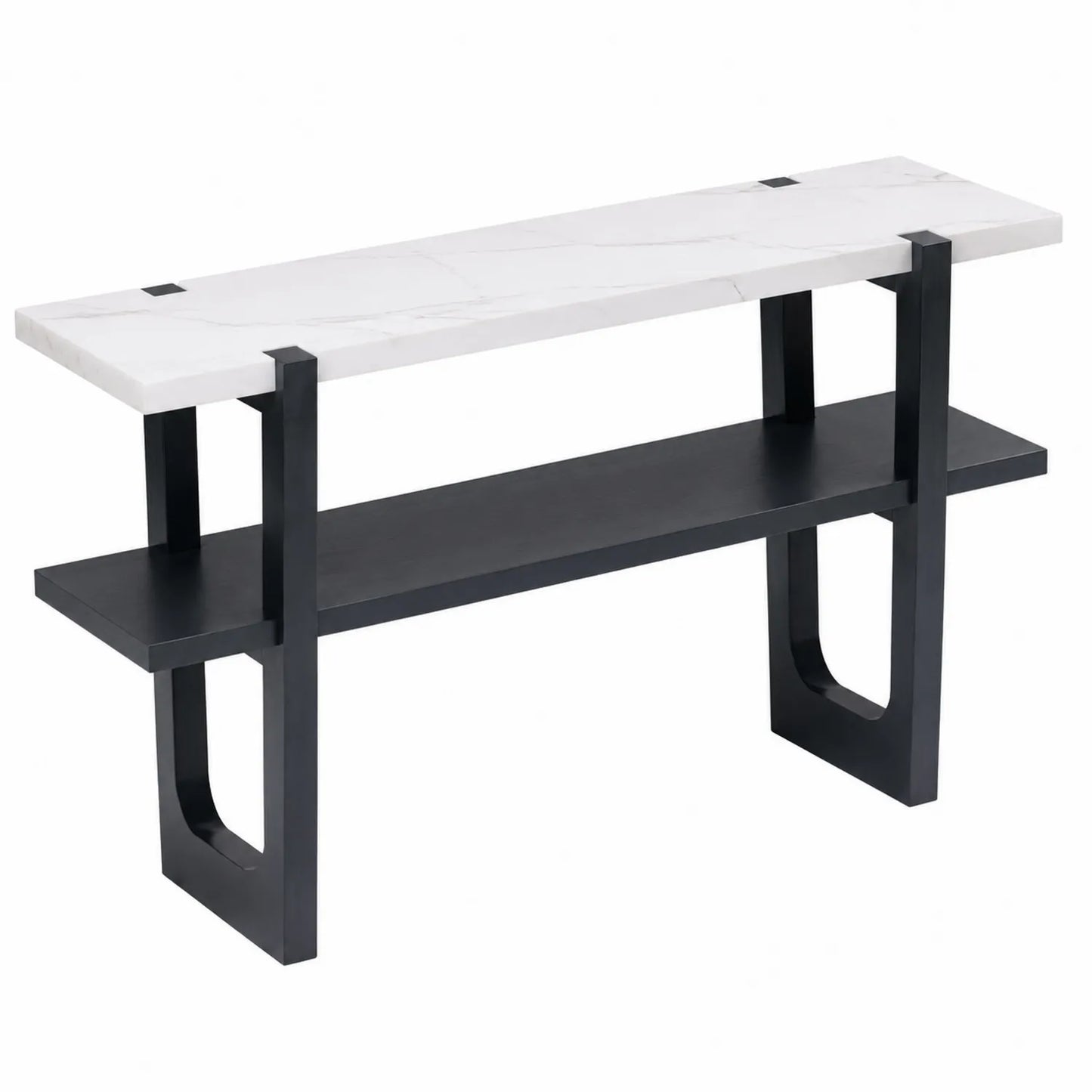 Konsolentisch mit Marmoroptik Platte und Metallgestell Schwarz Weiß 120cm