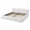 Doppelbett Weiß Kunstleder 200x180cm mit Buchenholzlatten