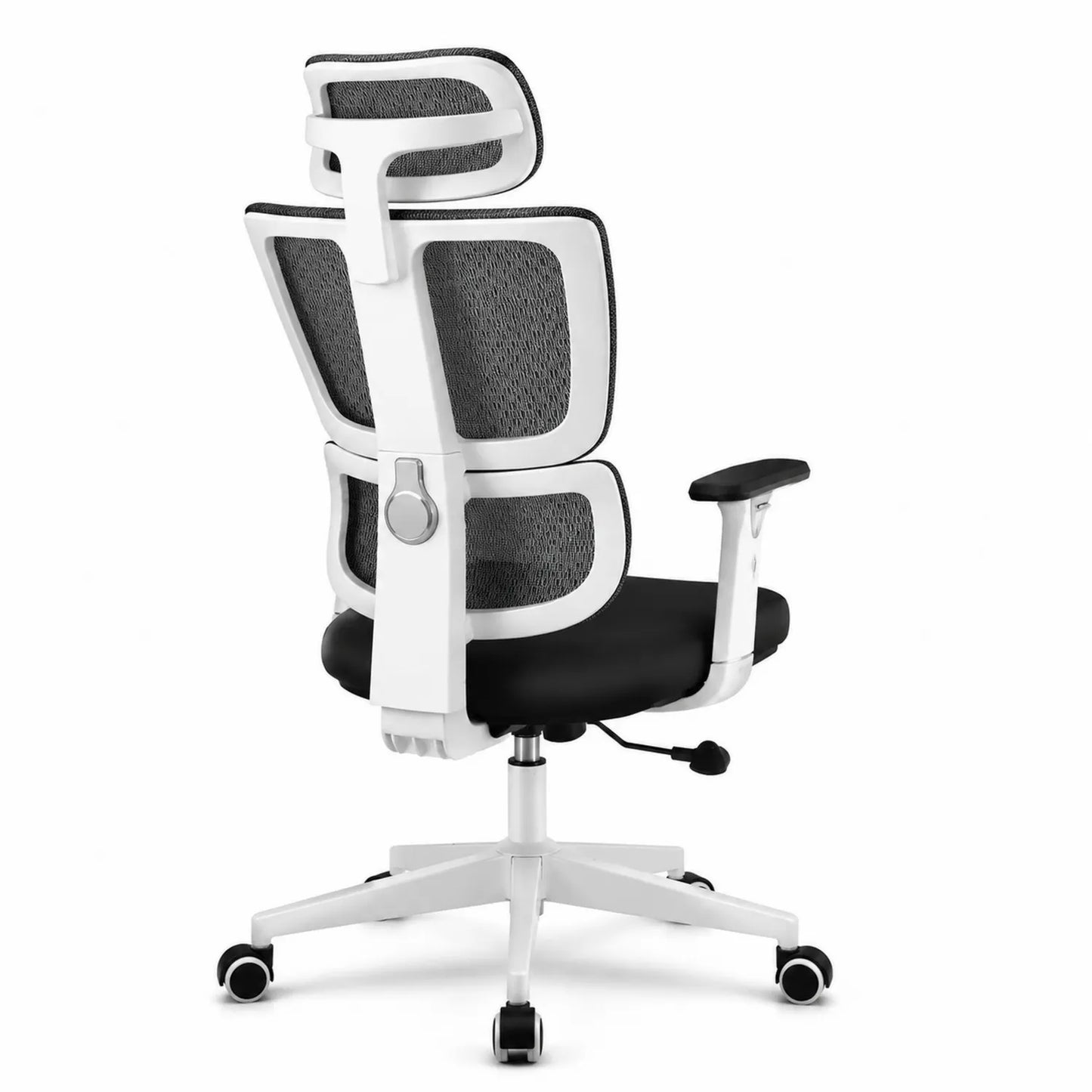Ergonomischer Bürostuhl mit Netzrückenlehne Verstellbar Weiß/Schwarz