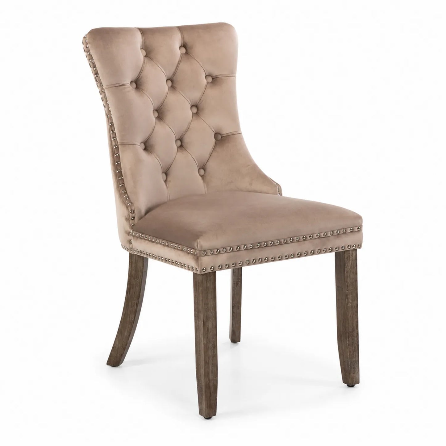 Polsterstuhl mit Holzbeinen, Beige