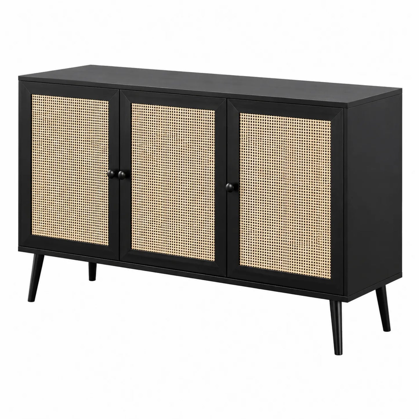 Sideboard aus Holz mit 3 Türen Schwarz/Natur