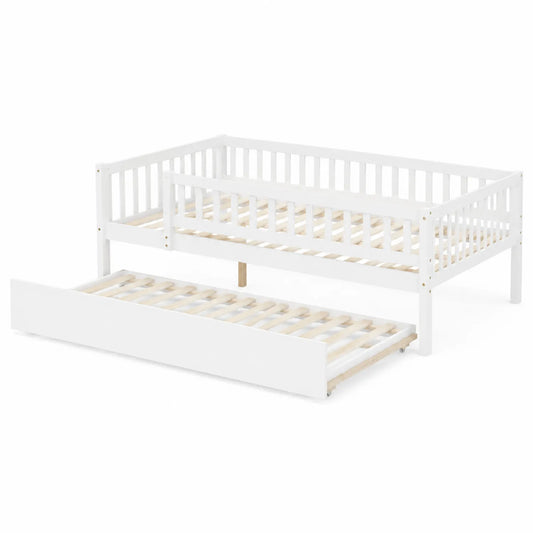 Kinderbett mit ausziehbarem Gästebett Weiß Holz