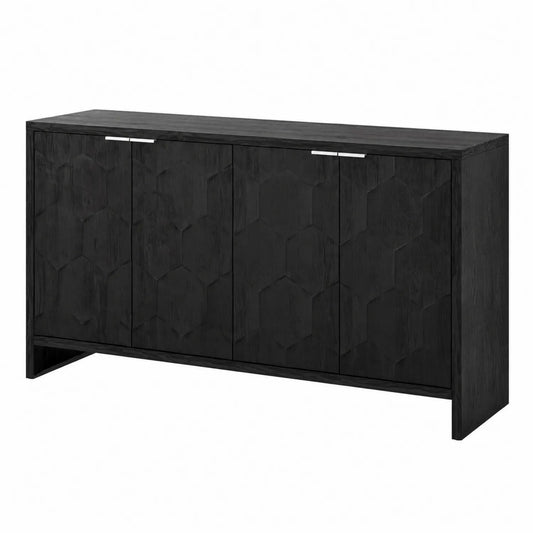 Schwarzes Sideboard aus Eichenholz mit 4 Türen 200x85x40 cm