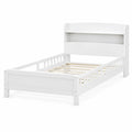 Einzelbett Weiß Holz 200x90 cm mit Regal